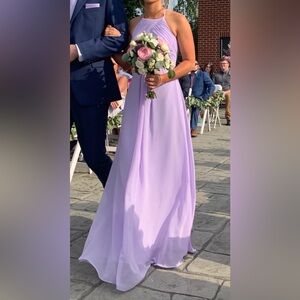 Azazie Lilac A-line Halter Chiffon Dress